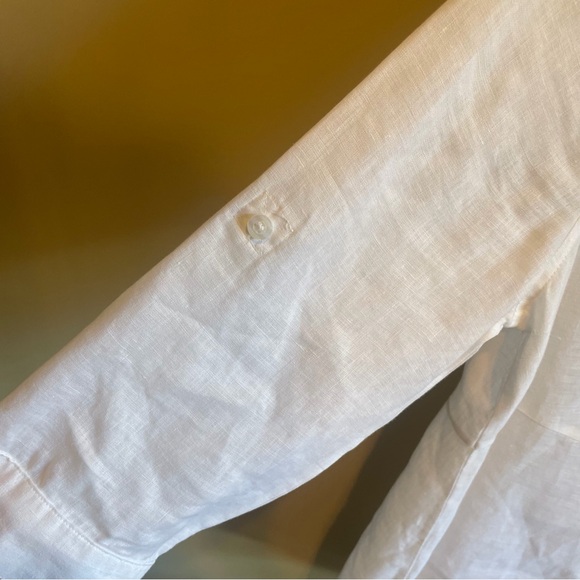 Chico's White Linen Long Sleeve Button-Down Blouse - Picture 6 of 7